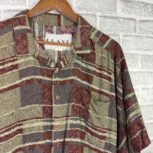FRANK Vintage 90s Ultra Lightweight Rayon Casual Button Up Shirt Mens LARGE
